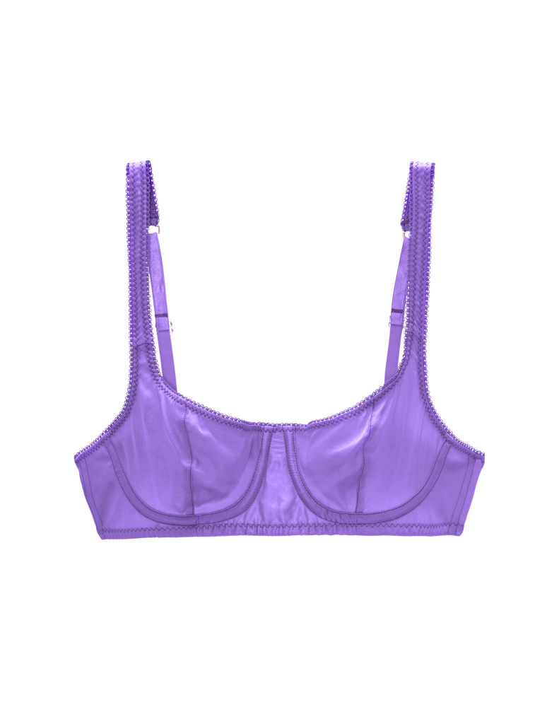 Flat of purple silk bra