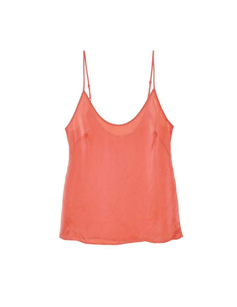 Flat of pink silk cami.